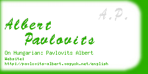 albert pavlovits business card